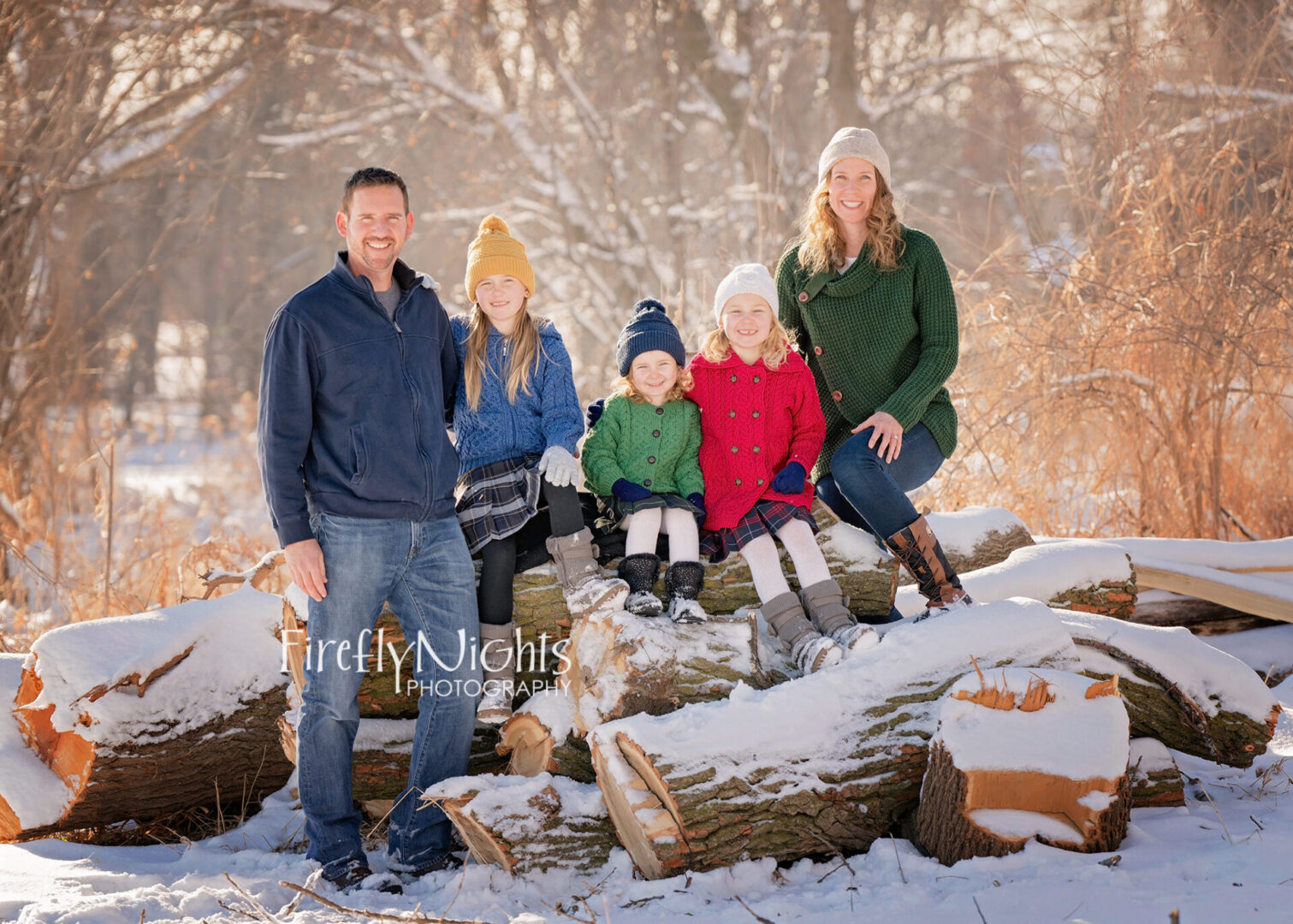 family in snow